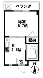 プルミィエ・シンワ 1Kの間取図画像