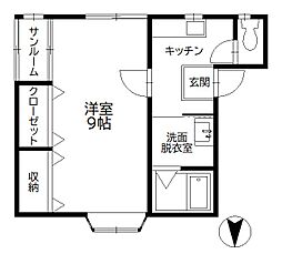 コーポ・コーラル 1Kの間取図画像