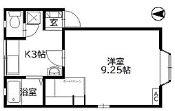 サンマーセル 1Kの間取図画像