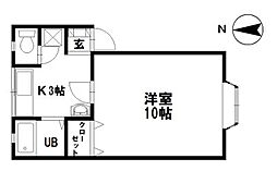 マーセルロンドA棟 1Kの間取図画像