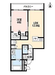 HARU TERRACE 2階1LDKの間取り