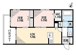 Maison de MORI 2階2LDKの間取り