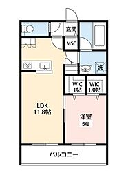 Maison Yuki 2階1LDKの間取り