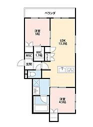 へーベルメゾン石神井台 2LDKの間取図画像