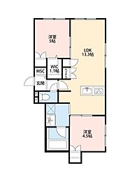 へーベルメゾン石神井台 2LDKの間取図画像