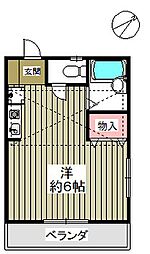 カーサ・デ・パティオ ワンルームの間取図画像