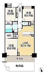 リバライン井高野2号棟 3LDKの間取り