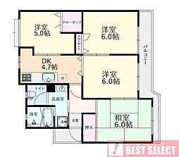大宮寿能ハイツ1号棟 4DKの間取図画像