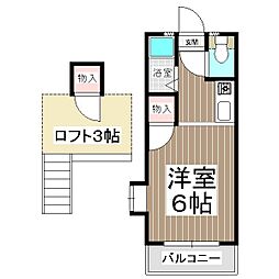 ウイング福間駅前弐番館 ワンルームの間取図画像