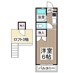 サンシャイン２１Ａ　管理 1階ワンルームの間取り