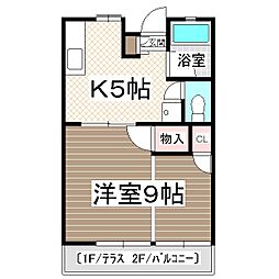 エクセル産大前 管理 2階1DKの間取り