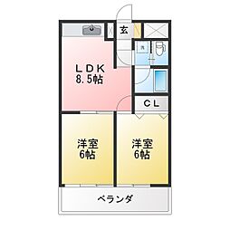 サントル・ヴィラージュ3 2LDKの間取図画像
