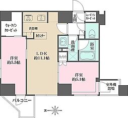 プライムアーバン西日暮里フロント 9階2LDKの間取り