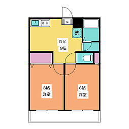 メゾン森1 2階2DKの間取り