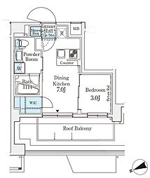 アジールコート山手動坂 703 7階1DKの間取り