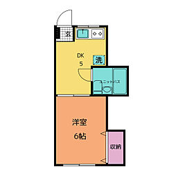 東洋マンション 2階1DKの間取り
