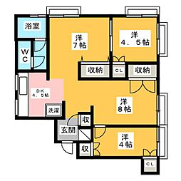 スタイリスト・コーポラス 2LDKの間取図画像