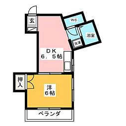 ピレーネ西日暮里 1DKの間取図画像