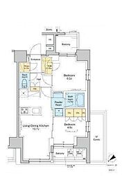 PROUDFLAT西日暮里 2LDKの間取図画像