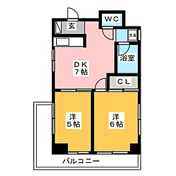 池田マンション 2DKの間取図画像