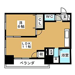 サントルヴィラージュ1 1LDKの間取図画像