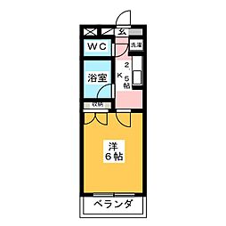 サンエスコート所沢 3階1Kの間取り