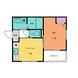 クオーレ小手指 3階1DKの間取り