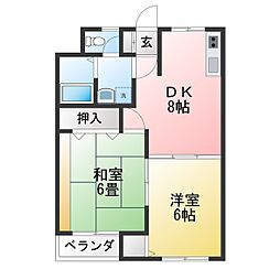ジミーハイツ 2DKの間取図画像