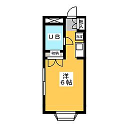 ウィステリア 2階ワンルームの間取り