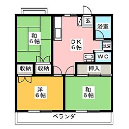 農住メゾン富士見1 3DKの間取図画像
