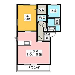 ネフェルタリ 1LDKの間取図画像