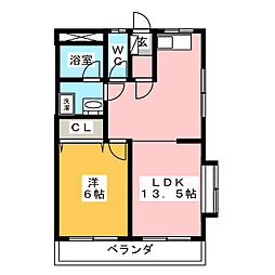 山根ハイツ 1LDKの間取図画像