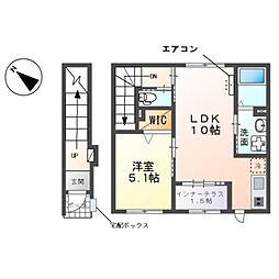 藤 2階1LDKの間取り