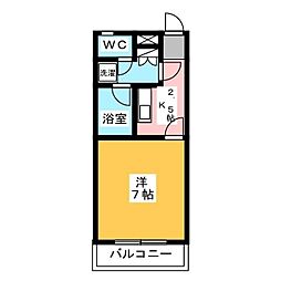 グリーンゲイブルズ 1Kの間取図画像