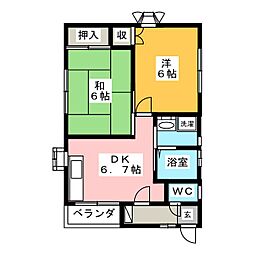 ツインハウス1 2DKの間取図画像