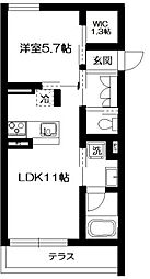 ヴィラデルソル 1LDKの間取図画像