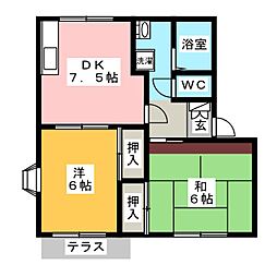 テラヲハウス2B 2DKの間取図画像