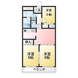 クレスト武蔵浦和 3DKの間取図画像
