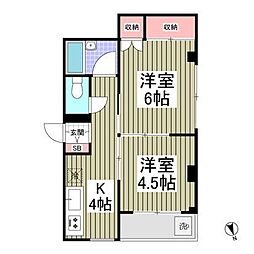 アルファステージひがの 2Kの間取図画像