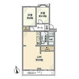 東武大宮公園サンライトマンション弐番館 2階2LDKの間取り