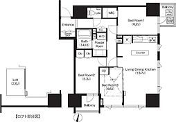 コンフォリア大宮 9階3LDKの間取り