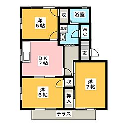マロンハイツ3 3DKの間取図画像