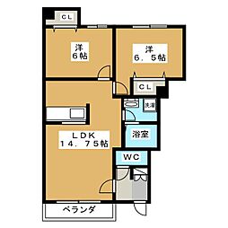 PARIO2 2LDKの間取図画像