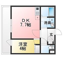 STONE RIVER 堀崎町 1DKの間取図画像