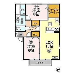 グリーンスクエアD 2LDKの間取図画像