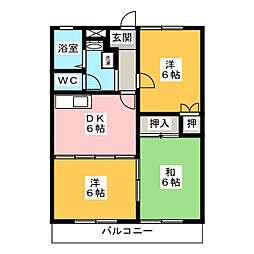 五反田ハイムA 3DKの間取図画像