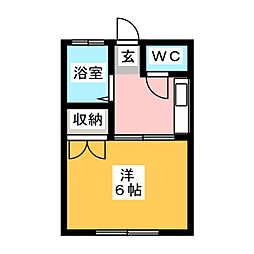 シバハイツ 1階1Kの間取り