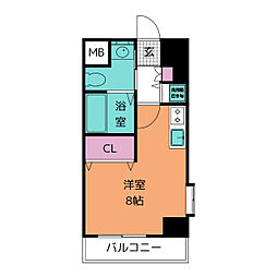 アクアタウンイーストII 4階ワンルームの間取り