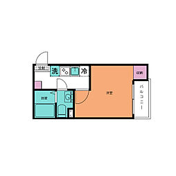 エトワール鶴ヶ島 2階1Kの間取り