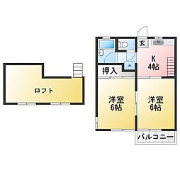 グルニエ1 2DKの間取図画像